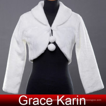 Grace Karin Womens Faux Fur Winter White Wedding Bridal Jacket With Long Sleeves CL2617